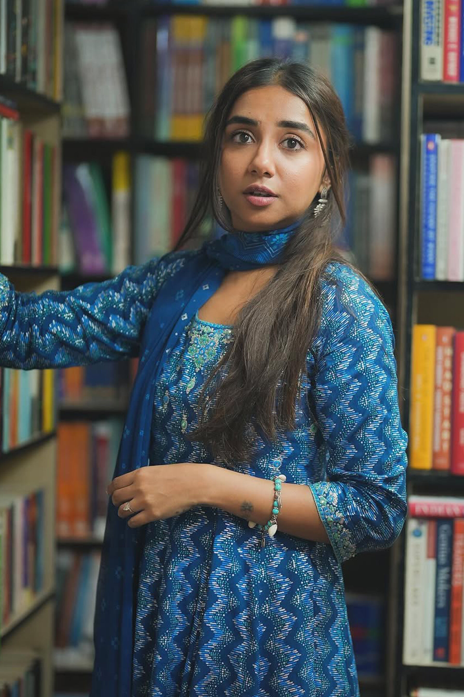 Asmani Adaa Anarkali Set, Blue, image 4